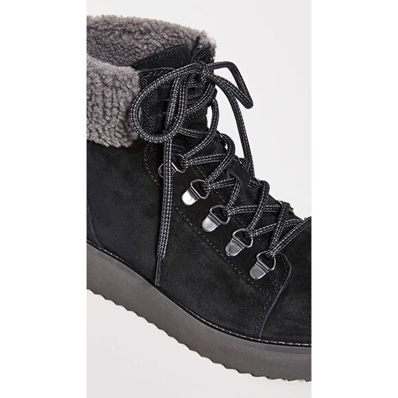 Sam Edelman Suede Lace Up Franc Ankle Boots Black - Picture 3 of 12